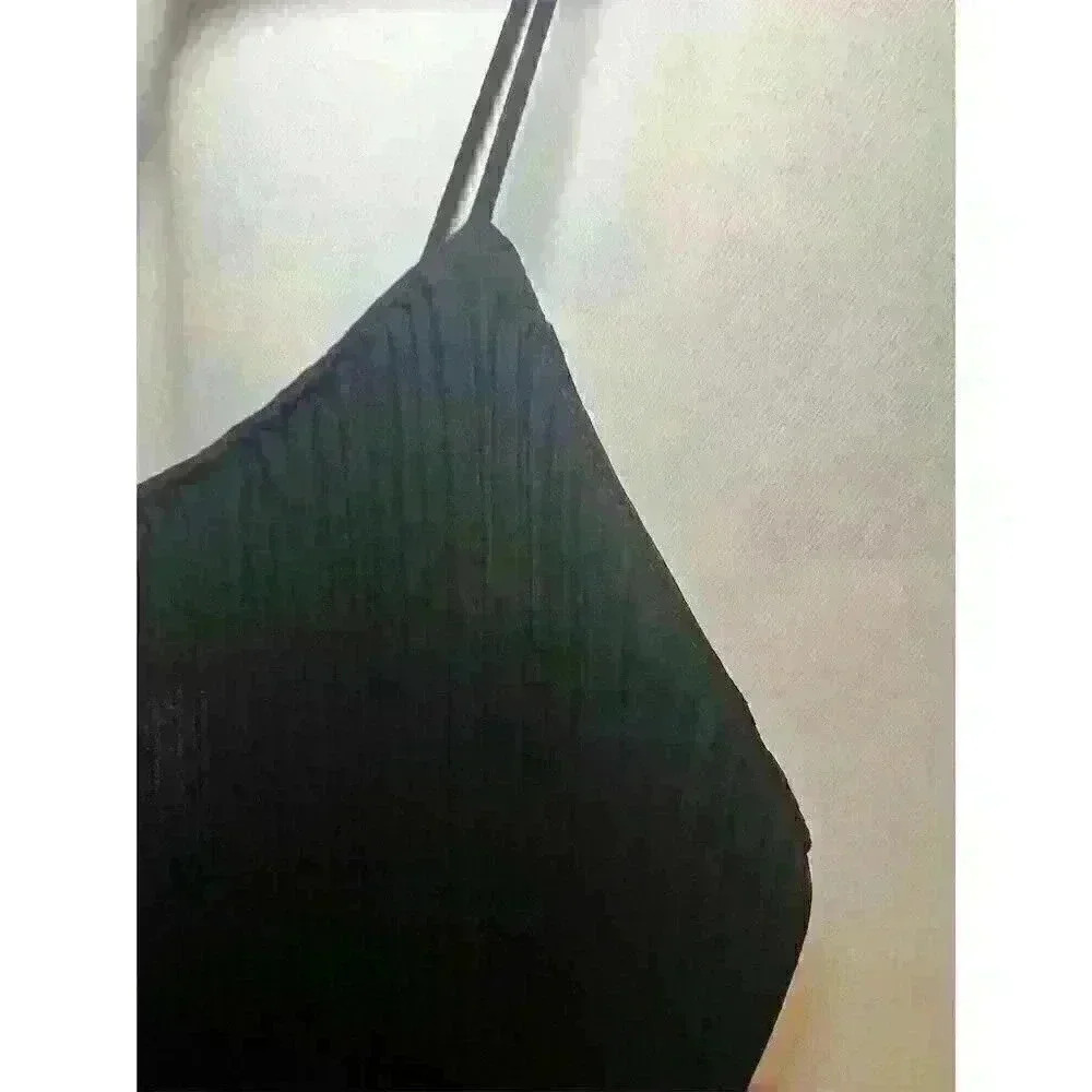 Good American Women's Black Ribbed Maxi Slip Dress Size 00 - Picture 2 of 14